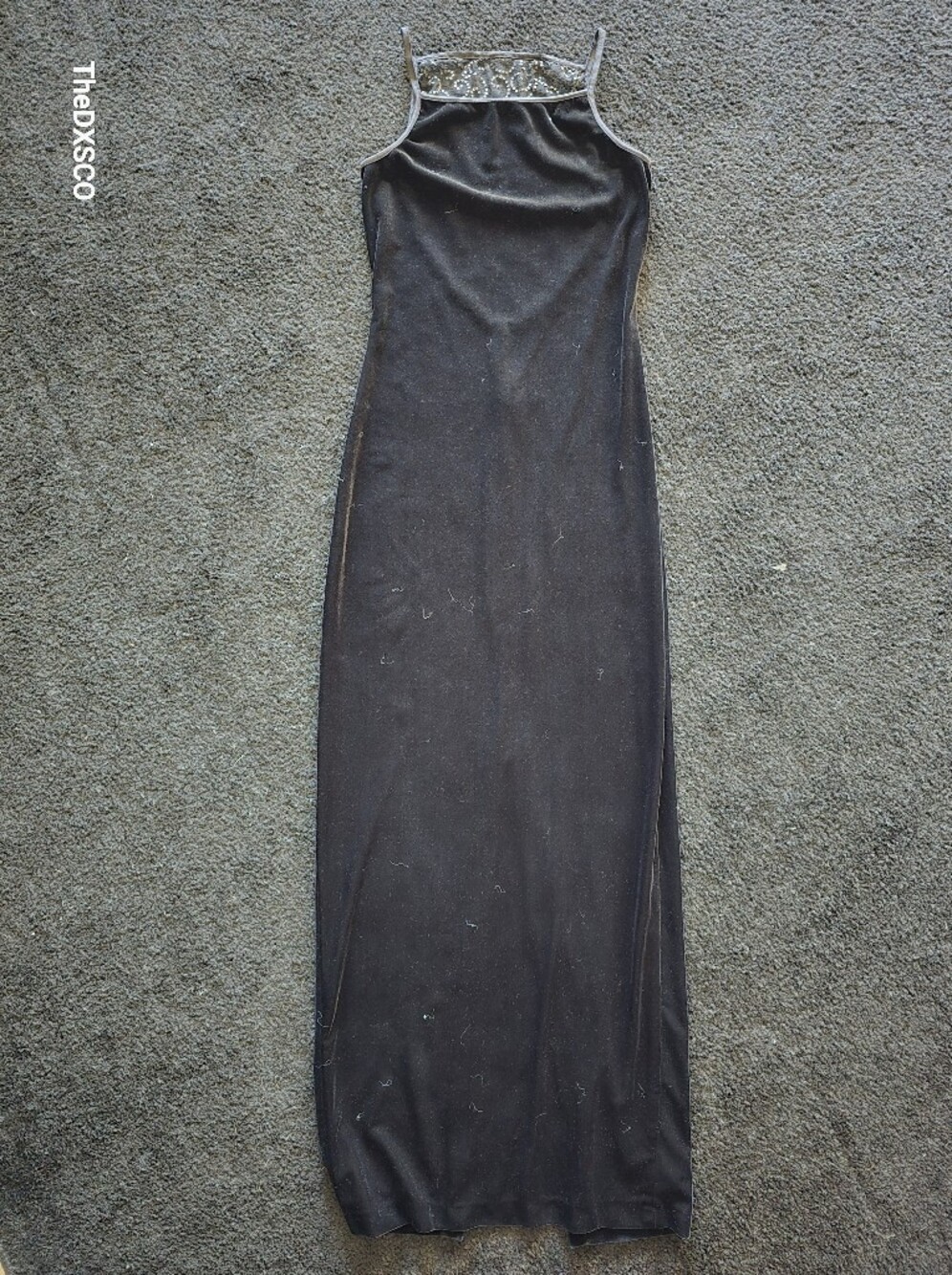 90s Vintage Velvet Maxi Dress - Solid Stretch Fabric